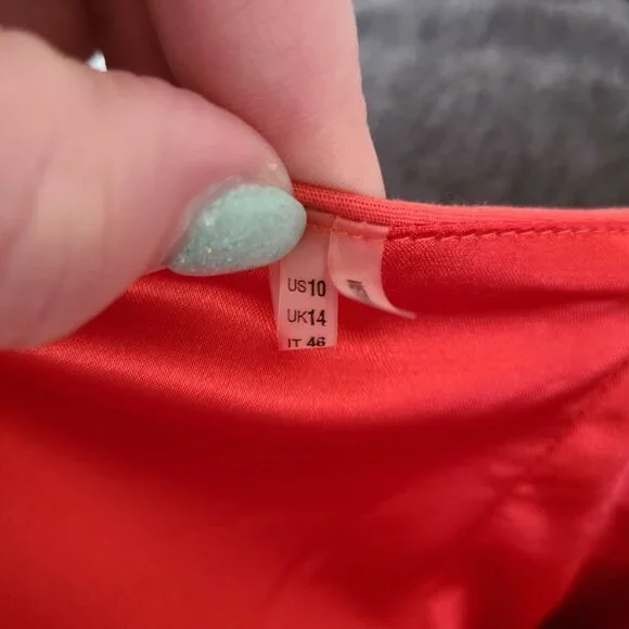 Tahari US Women's Size 10 Orange Twill Sheath Dress Sleeveless Lined Square Neck - Picture 9 of 13